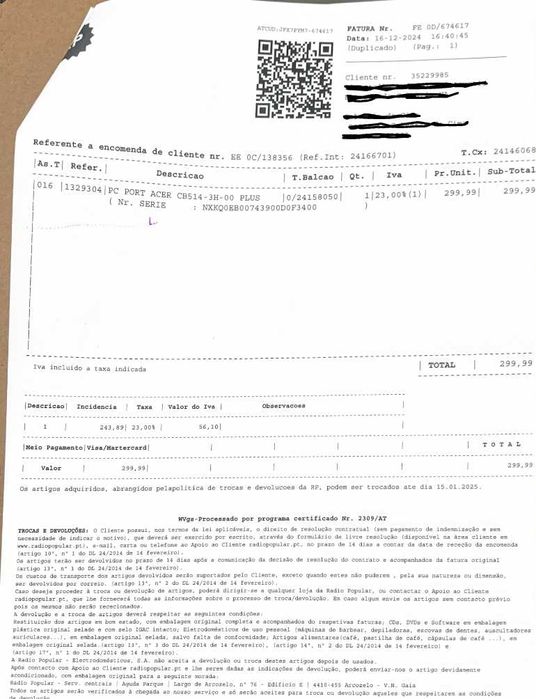 Portátil Acer Chromebook Plus 514 CB514-3H-R69W (1 Ano de Garantir RP)