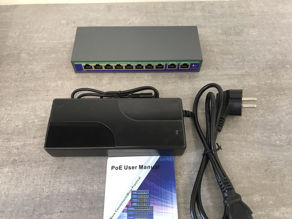 10 портів PoE свитч свич для питания ip камер видеонаблюдения Dahua