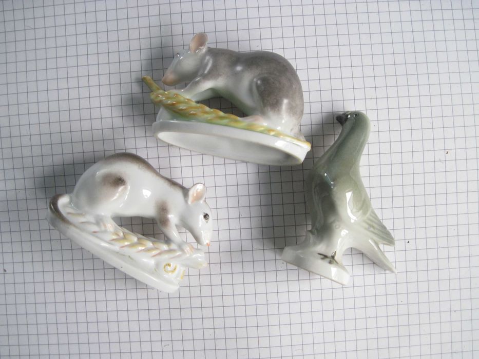 парцелянові фігурки голуб ,миші з колоском.