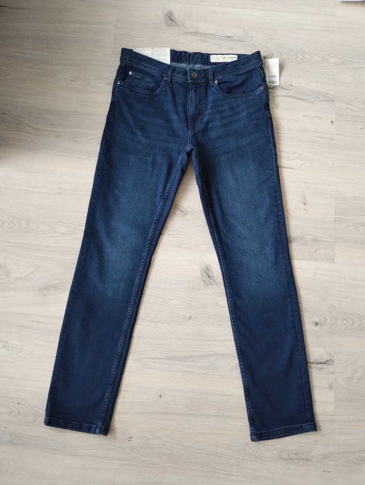 Męskie spodnie jeansy slim fit granatowe W34 L32