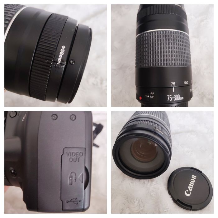 Canon EOS 1000D com acessórios