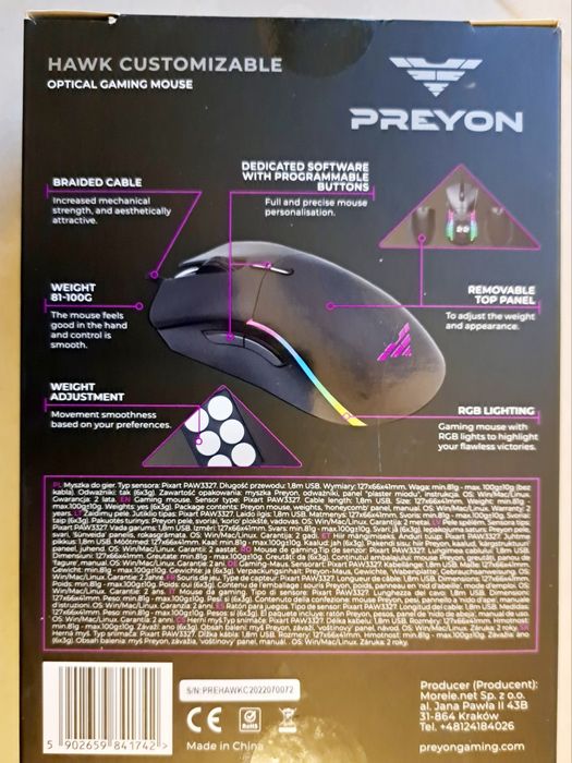 Myszka gamingowa PREYON Hawk Customizable