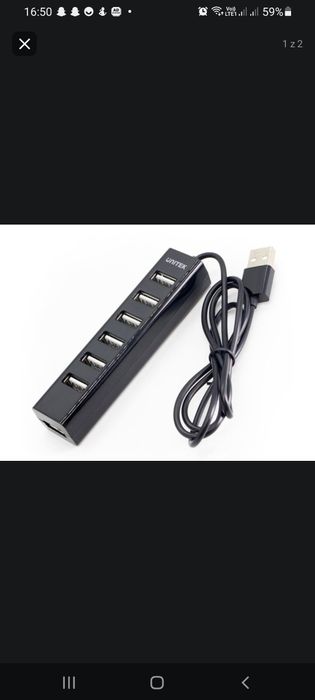 HUB  7x USB  (czarny) do laptopa komputera tableta telewizora