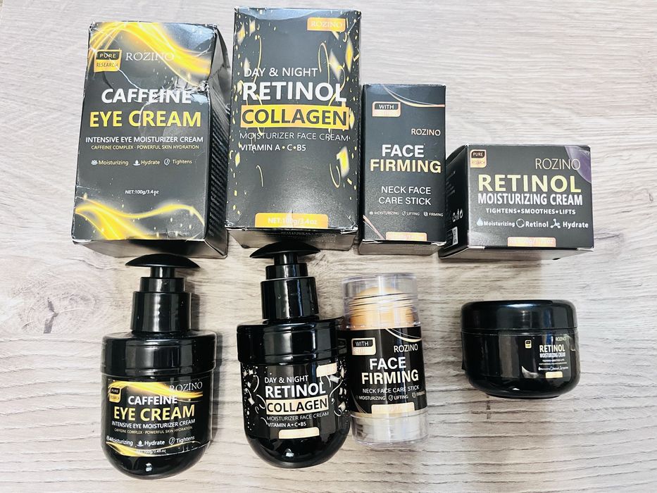Набір кремів догляду за шкірою обличя Rozino ретинол+кофеїн+колаген