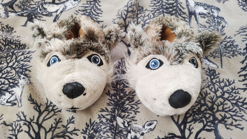 Bamboszki, kapcie dla dziecka, wilki, zwierzaki