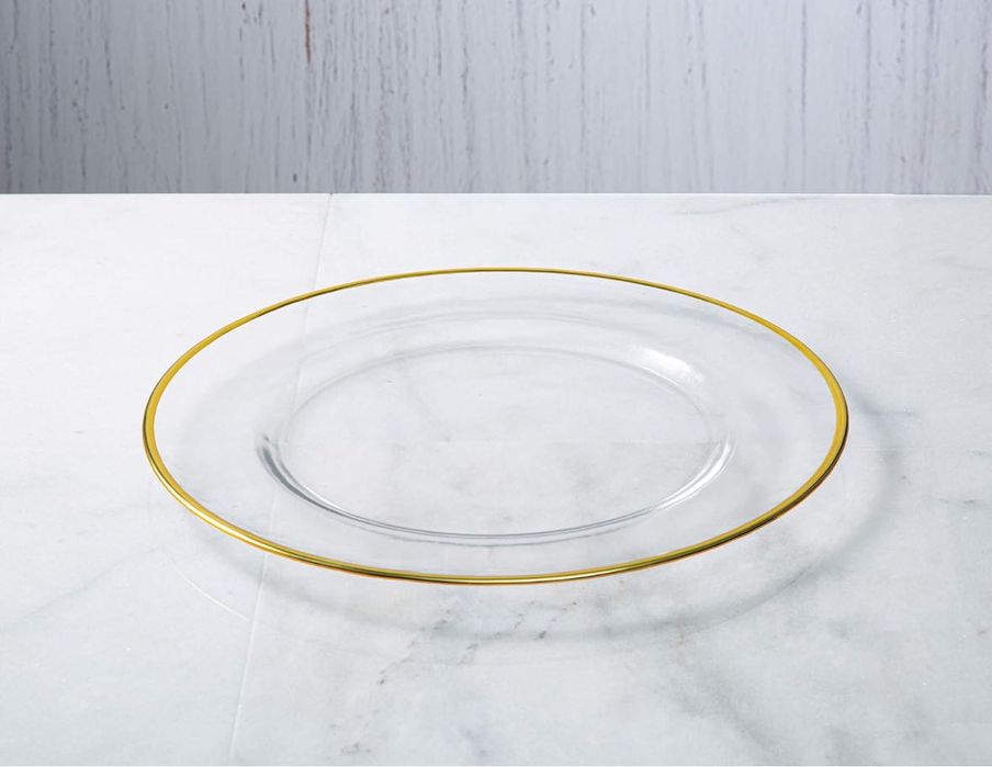 Talerz szklany ze złotym rantem