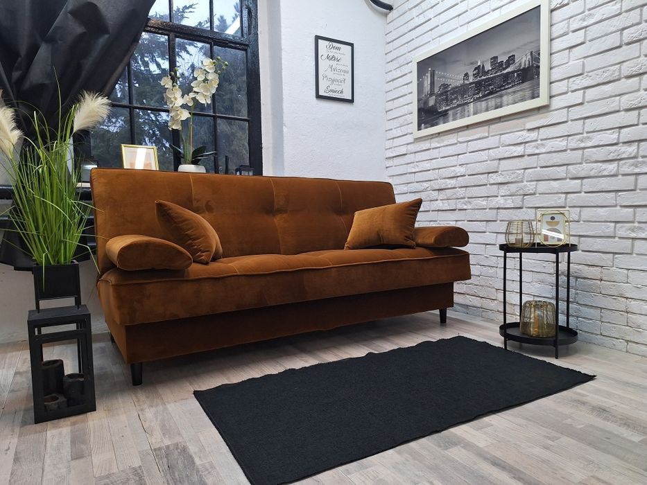 Kanapa wersalka  sofa rozkładana Sofia welur sprężyny