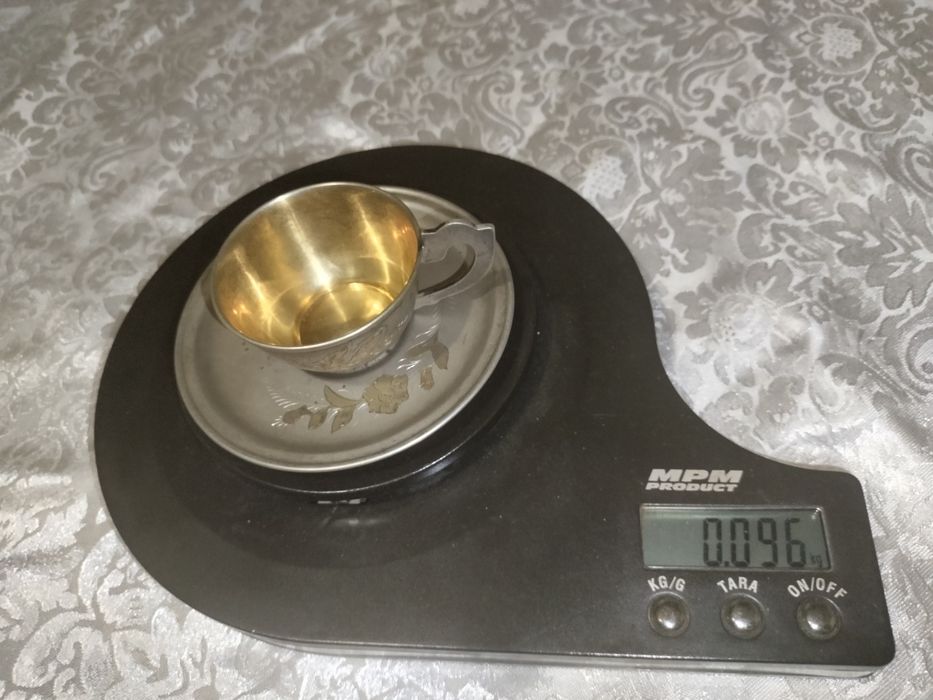 Filiżanka ze spodkiem srebro 875 Waga 96 gram