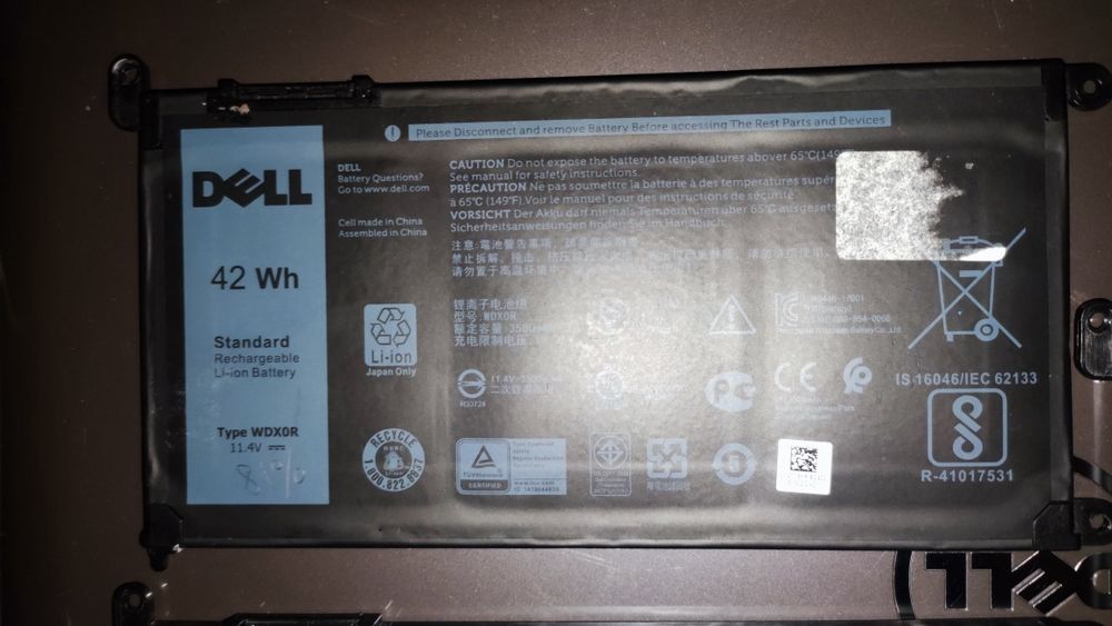 Акумулятор батарея для ноутбуків Dell type: WDXOR 42Wh