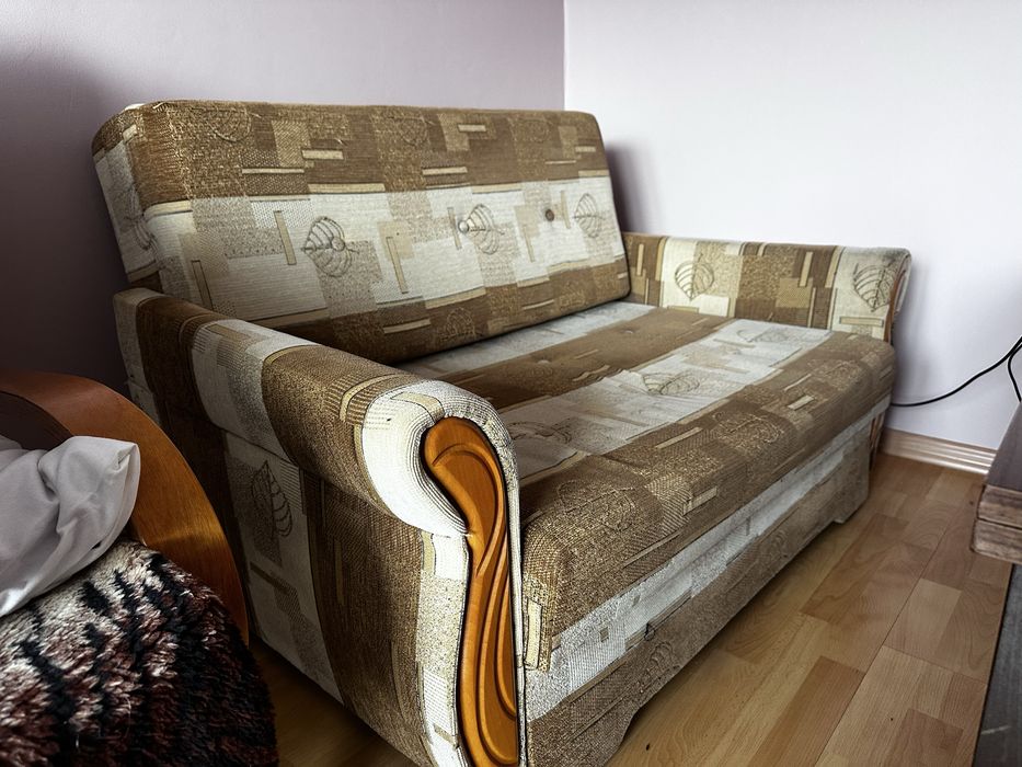 Sofa rozkłada z pojemnikiem + 2 fotele zestaw mebli do salonu