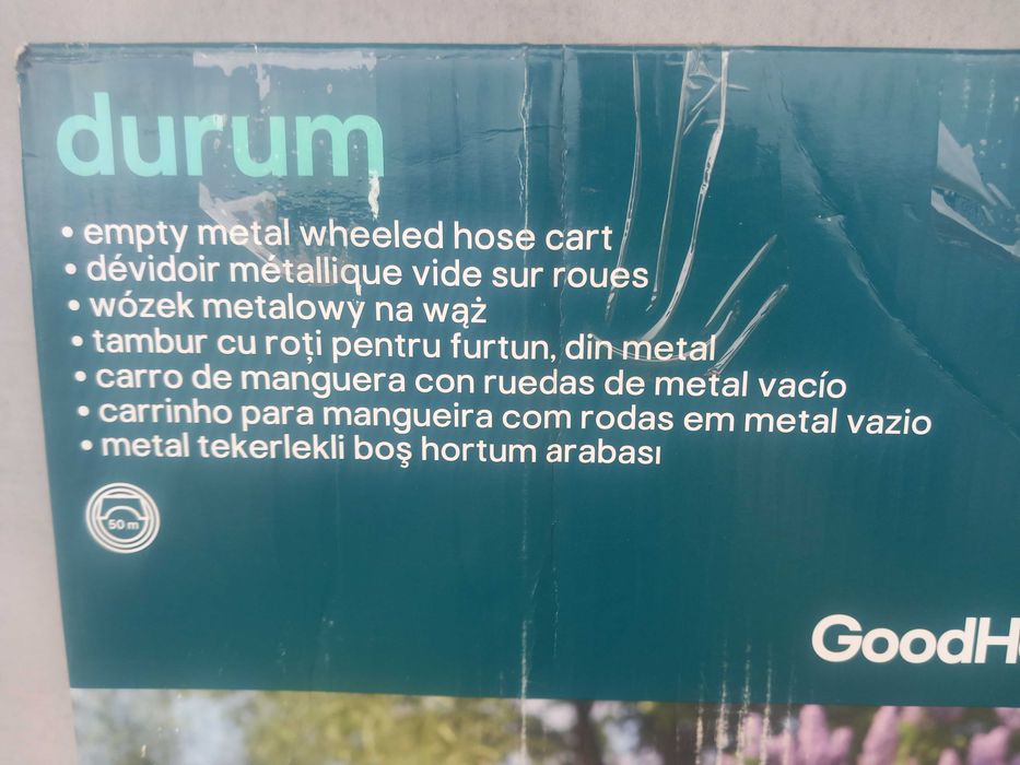 Wózek z bębnem na wąż ogrodowy Goodhome 50 m