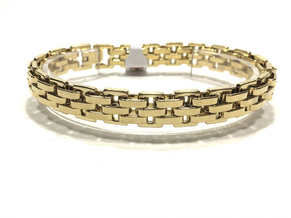 Złota męska bransoleta splot Bismark, pozłacana 585 nabite próby