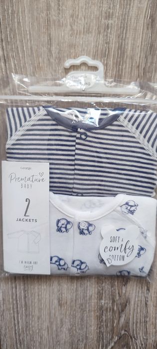 Kaftaniki dla wcześniaka chłopięce 2 pak 44 nowe George