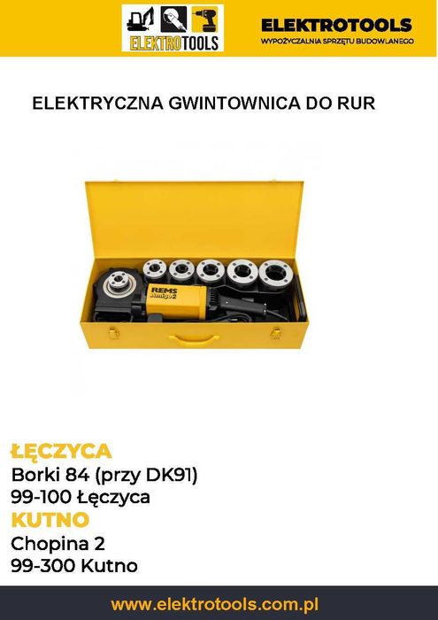 Elektryczna gwintownica do rur REMS wynajem wypożyczenie