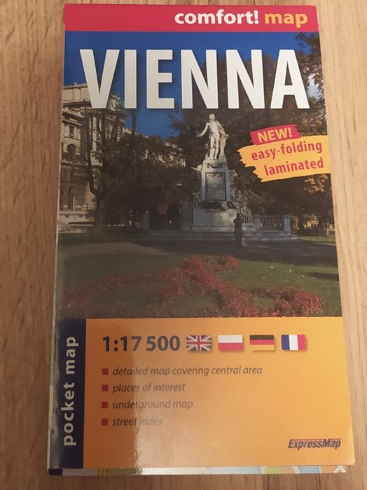 Wiedeń (Vienna) Mapa Kieszonkowy Plan Miasta laminowany 1:17500