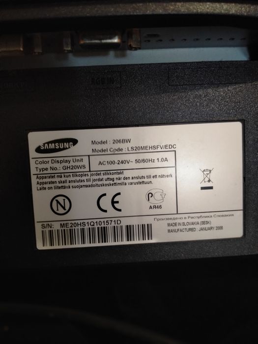 Монітор Самсунг 206BW