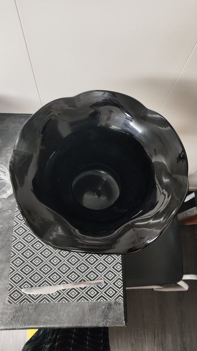 Vaso cerâmica preto dourado