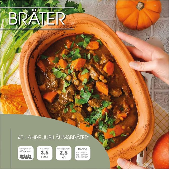 Römertopf Parowar Do Pieczenia, Brązowy, 3,5 l 3.5 Litry brak pokrywy