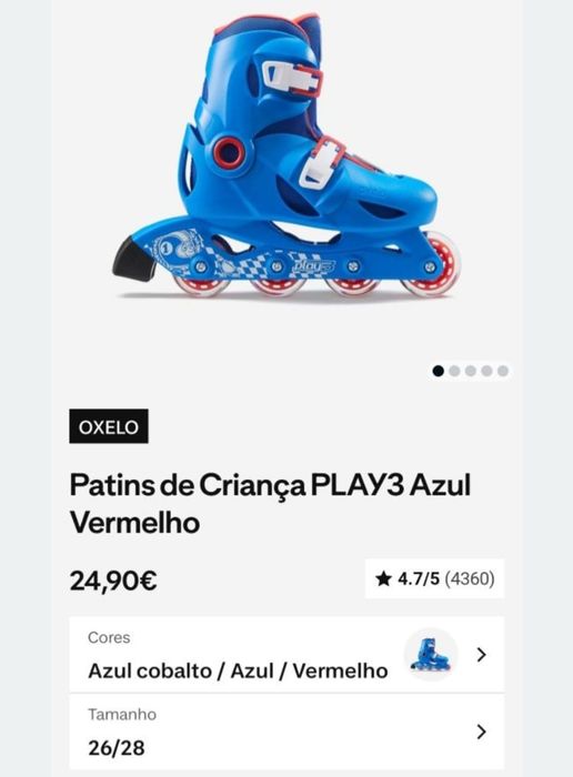 Patins de criança play3 com equipento de proteção