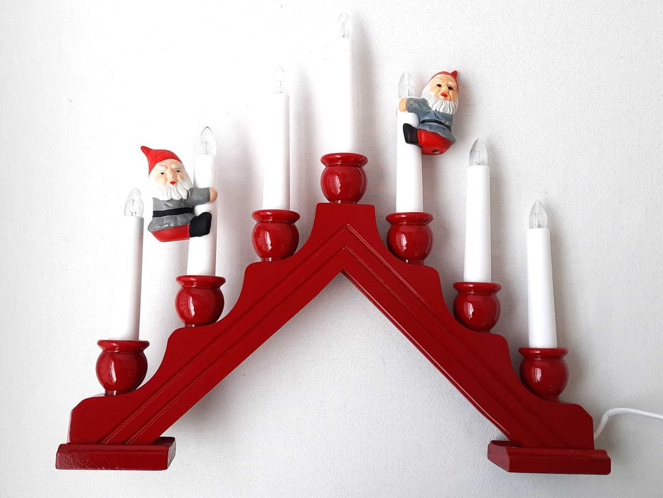 NOWY Drewniany świecznik świąteczny - Szwecja