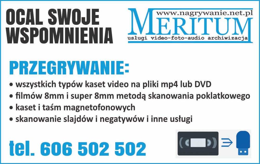 Przegrywanie kaset VHS, filmów 8mm, kaset magnetofonowych itp.