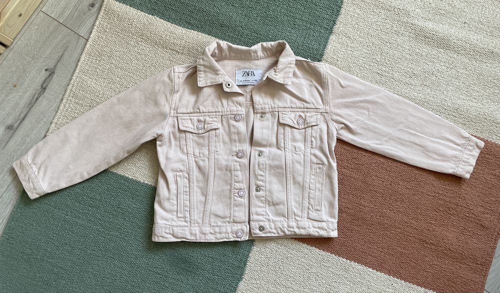 Kurtka jeansowa zara 110 dziewczynka pudrowy róż