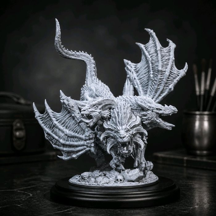 Chimera Legendarna Bestia figurka 32mm 14K zgodna z DnD RPG Pathfinder