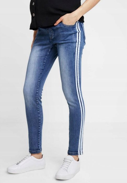 Jeansy spodnie ciążowe z lampasami Ohma! 38/40 lampasy ala sportowe