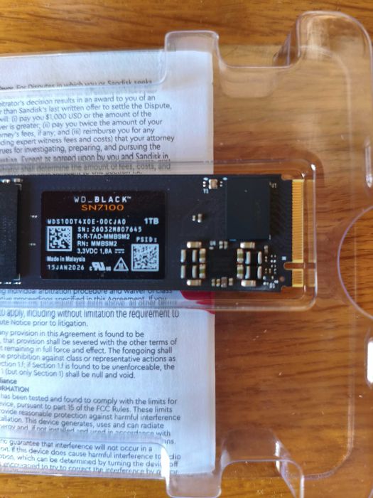Ssd NVMe WD_BLACK SN7100 1Tb – Como Novo