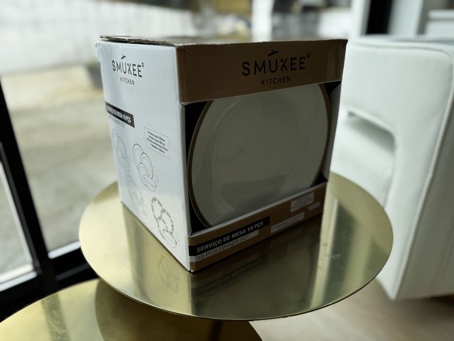 Pratos dourados porcelana luxo 19 Peças Conjunto de mesa