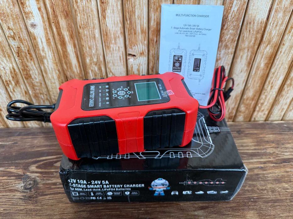 Автоматичний зарядний пристрій FOXSUR 12В/24В ТОПОВА ВЕРСІЯ на 10A