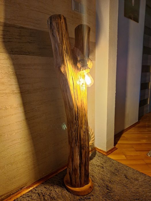 Lampa Loft dębowa