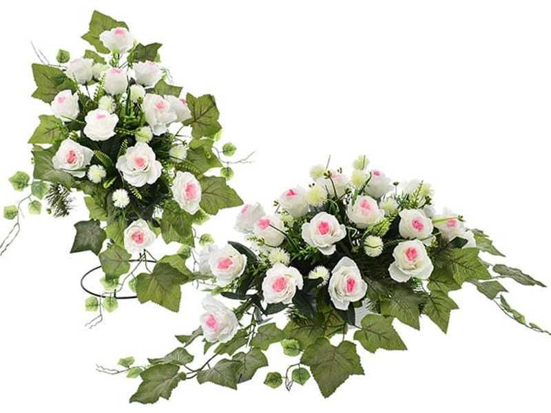 Zestaw komplet stroiki cmentarz sztuczne kwiaty róża kompozycja donica