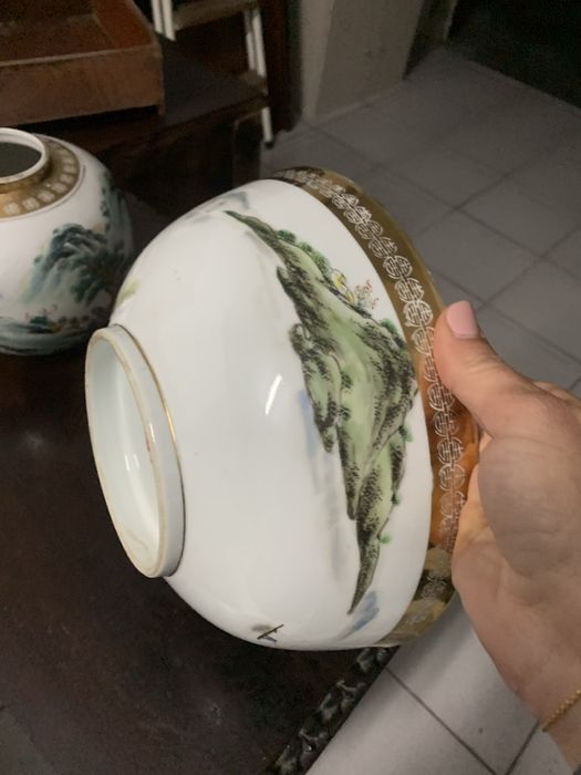 Conjunto jarrao e taça em louça