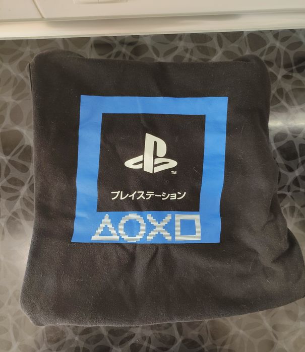 Худі толстовка з капюшоном PlayStation  чорна унісекс кофта мерч плейстейшн з принтом ієрогліфи геймерська
