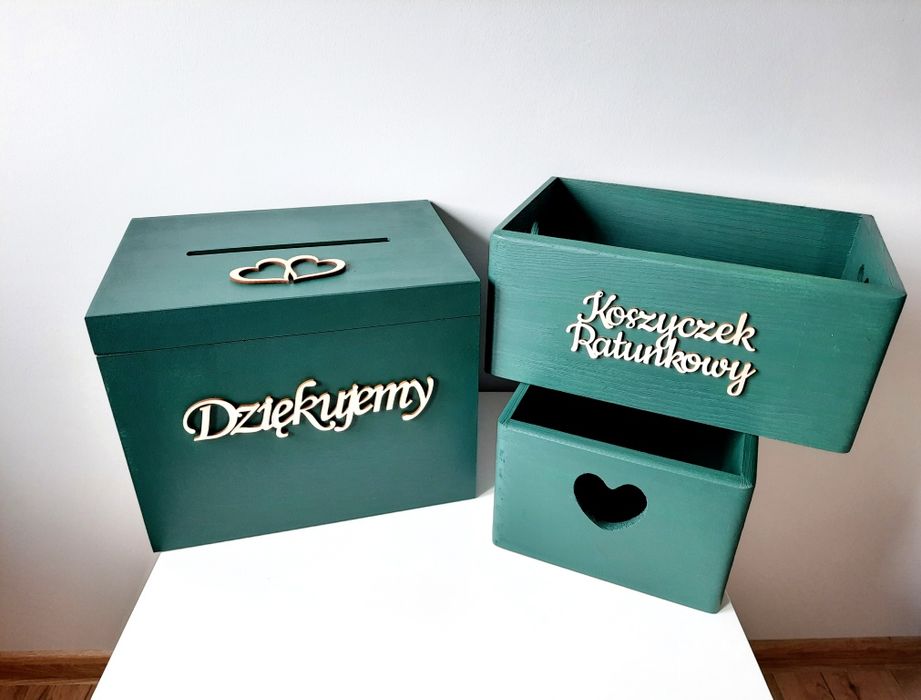 Pudełko na koperty koszyczki ratunkowe butelkowa zieleń