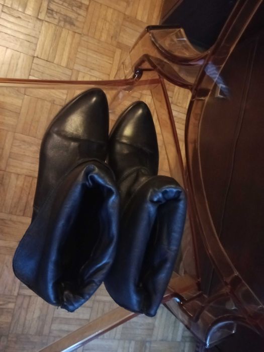 Botki kozaki damskie czarne skórzane Prima Moda