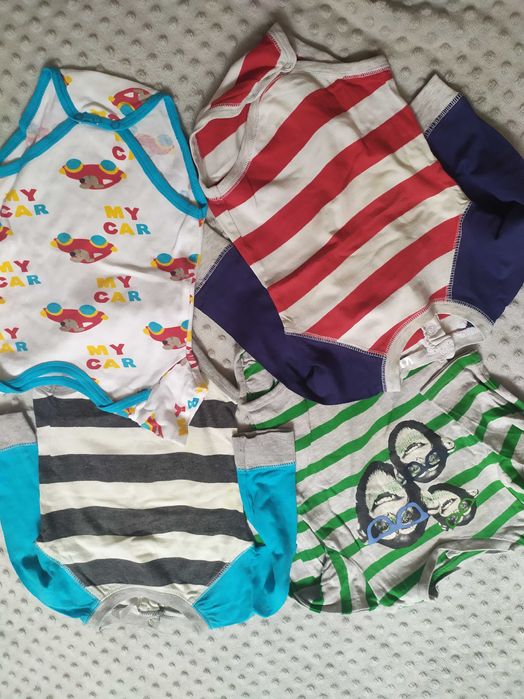Zestaw 4 sztuki body długi rękaw chłopięce H&M 74 paski