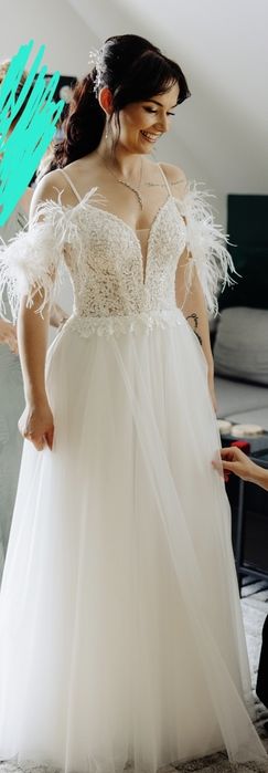 Suknia ślubna boho glamour + welon i etola.