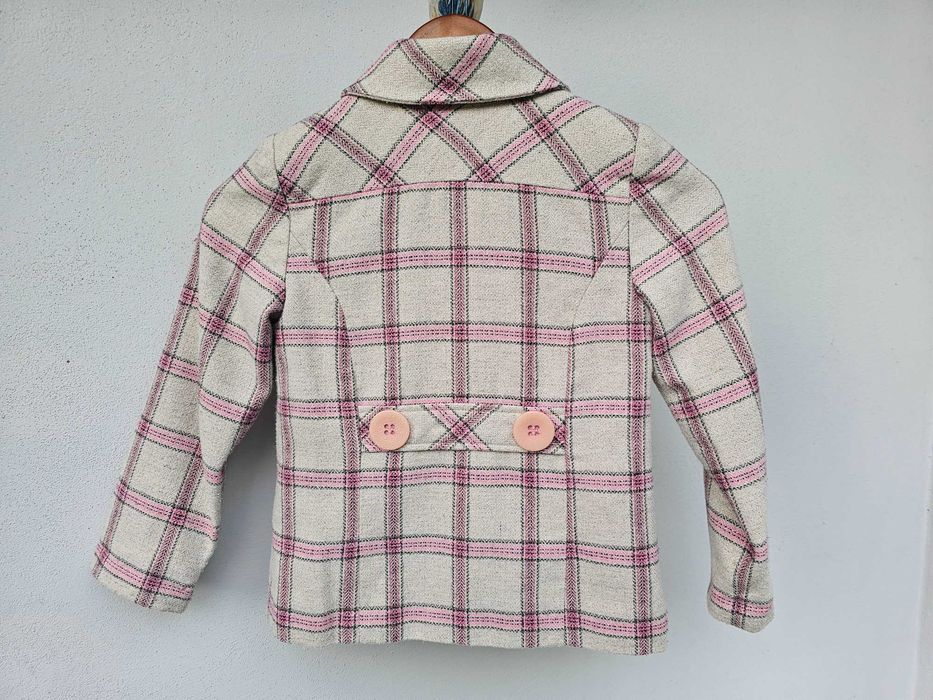 Next klasyczny płaszczyk w kratkę guziki kieszenie wełna wiskoza