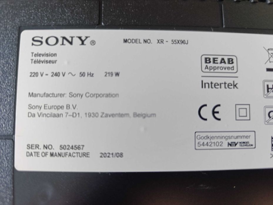 TV LCD SONY XR-55X90J avariada