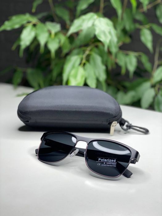 Сонцезахисні окуляри Hugo Boss чоловічі чорні матові Polarized UV400 окуляри для водіння від сонця поляризація зручні на кожен день