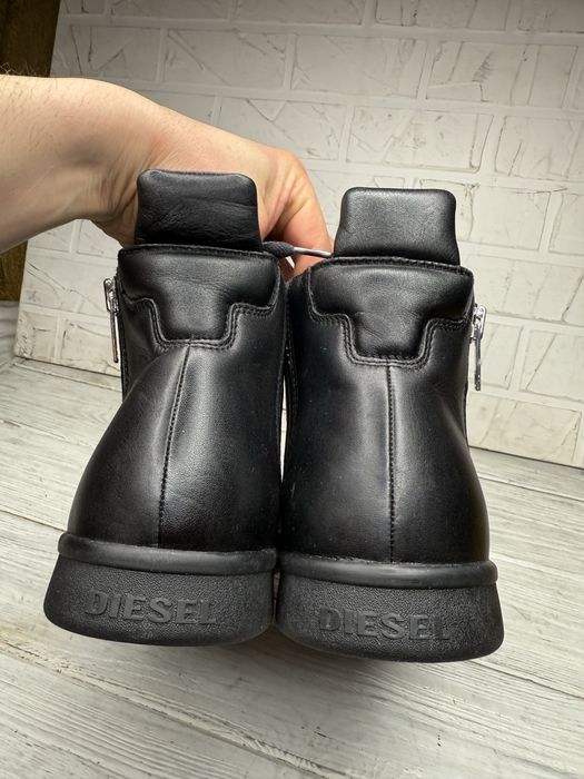 Крутые черные кожаные кеды кроссовки diesel s-nentish