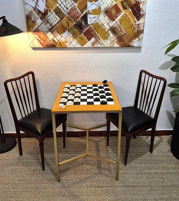 Mesa de Jogo / Mesa de Apoio / Damas / Latão / Lazer64550788286209122