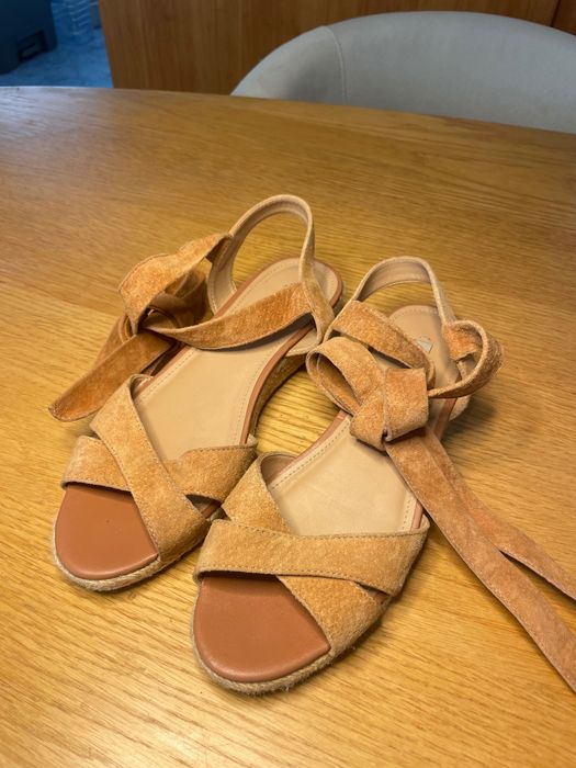 Sandálias Cunha Espadrille AREZZO Camel – Camurça – Tam. 38 EUR (36 BR)