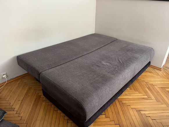 sofa z funkcją spania black red white