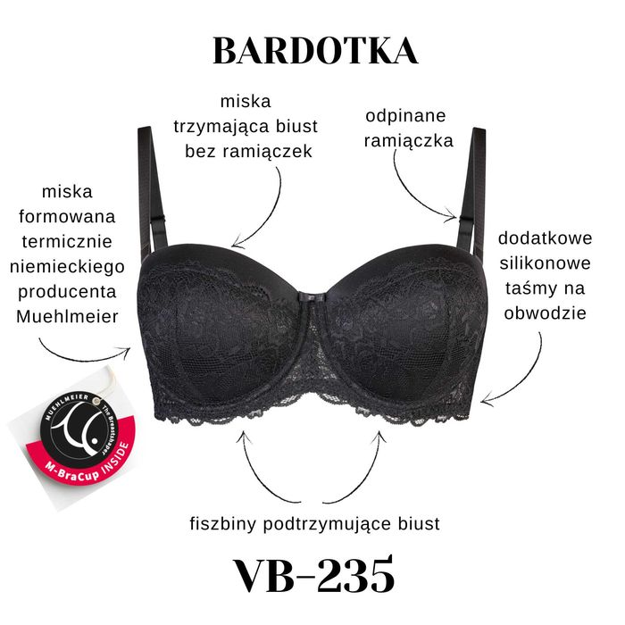 Vena VB-235 Biustonosz 80G Czarny