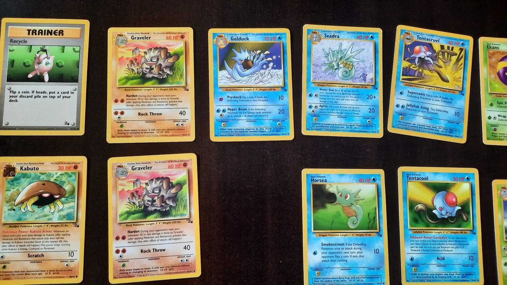 Cartas originais unlimited - TCG Pokemon Fossil Set - lote em Inglês