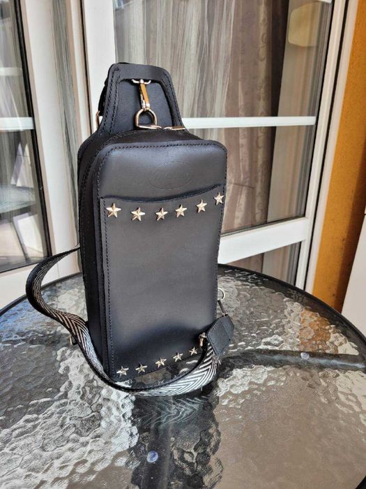 Skórzana saszetka nerka torba na ramię ręcznie robiona