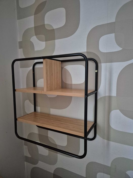 Półka ścienna loftowa - czarny/naturalny